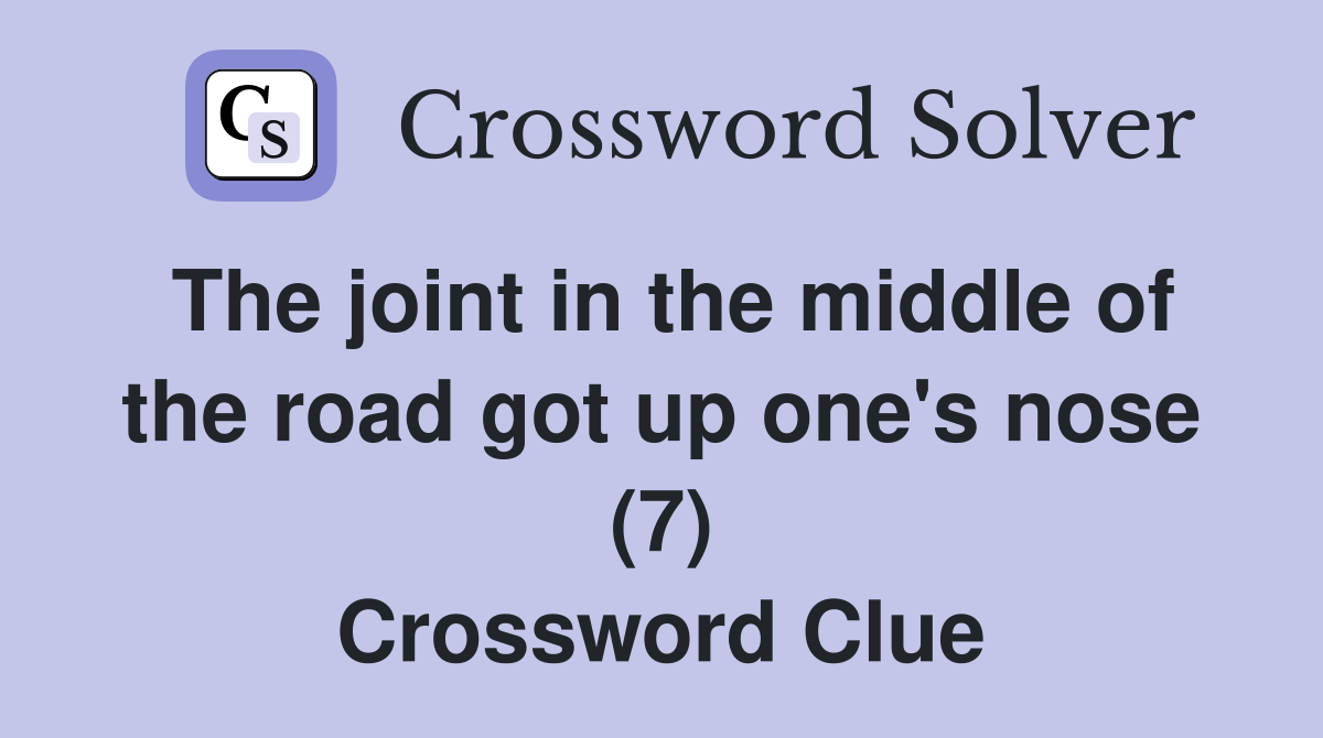 The joint in the middle of the road got up one's nose (7) Crossword